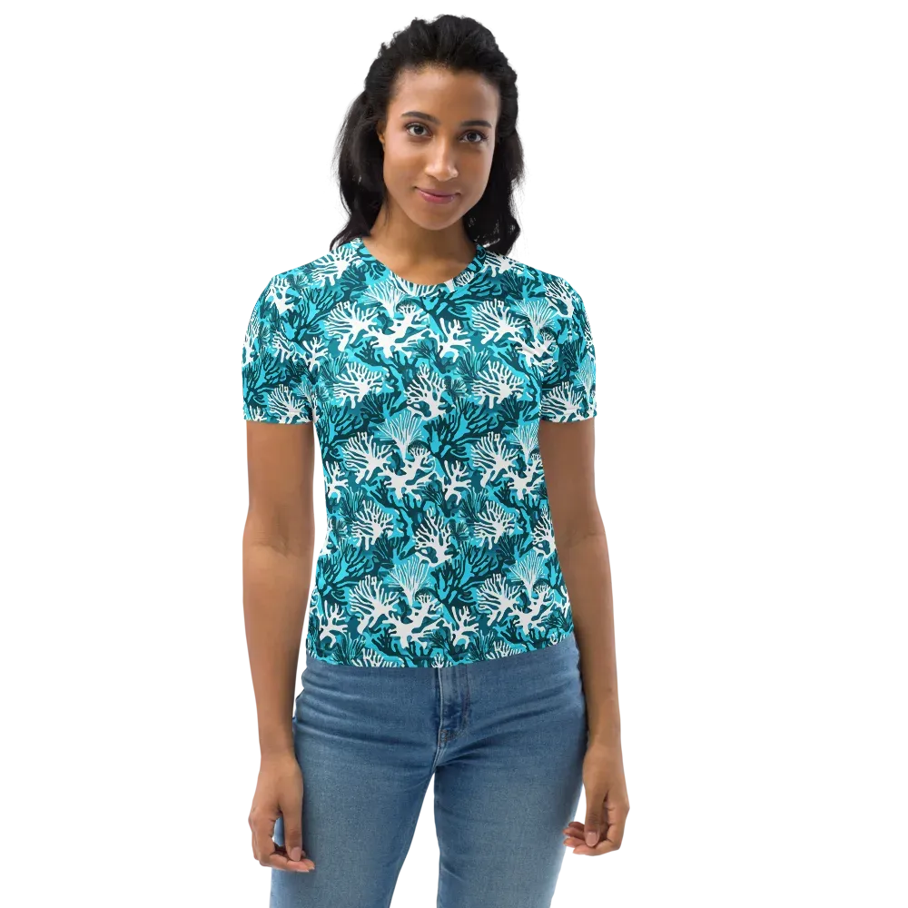 Aqua Canopy on Women's Crew Neck T-Shirt — Front