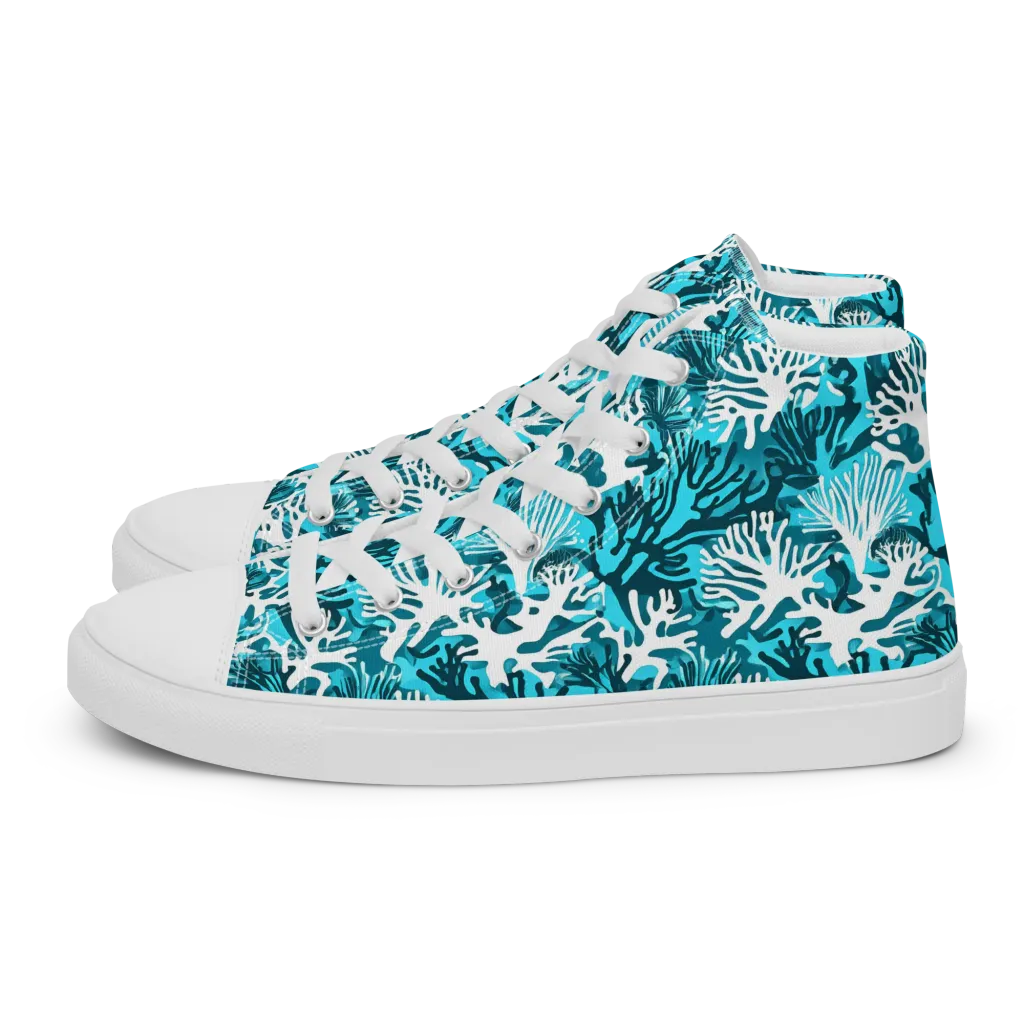 Aqua Canopy on Women's High Top Canvas Shoes — Left
