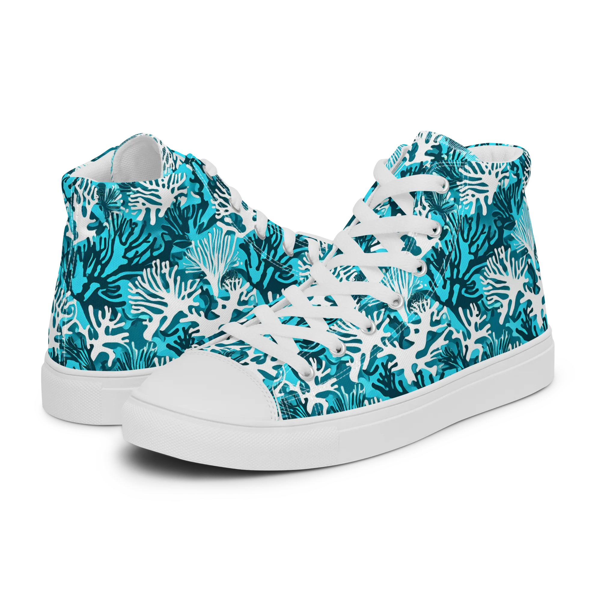 Aqua Canopy on Women's High Top Canvas Shoes — Left