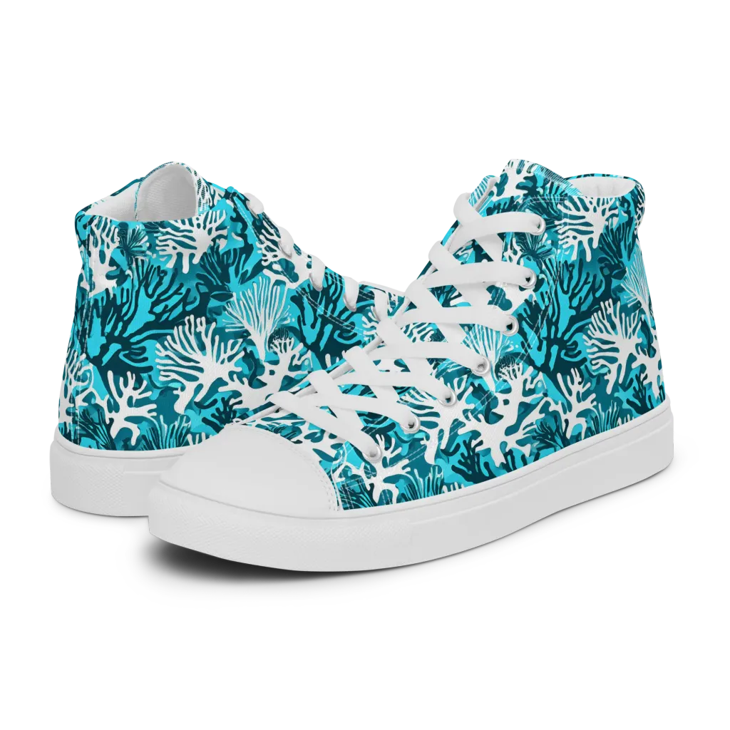 Aqua Canopy on Women's High Top Canvas Shoes — Left