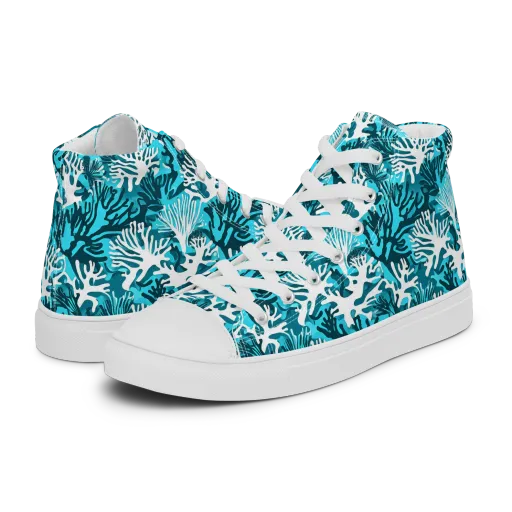 Aqua Canopy on a Women's High Top Canvas Shoes