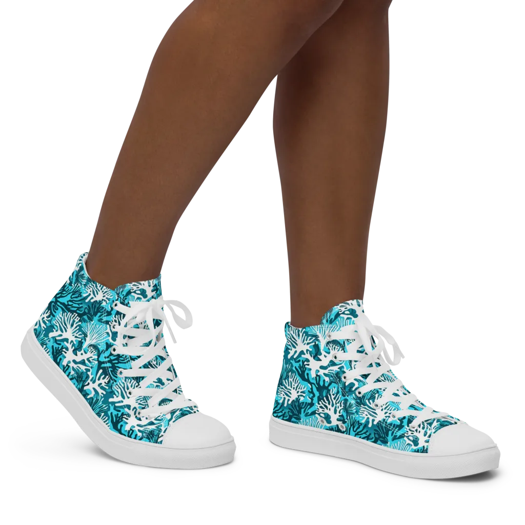Aqua Canopy on Women's High Top Canvas Shoes — Right