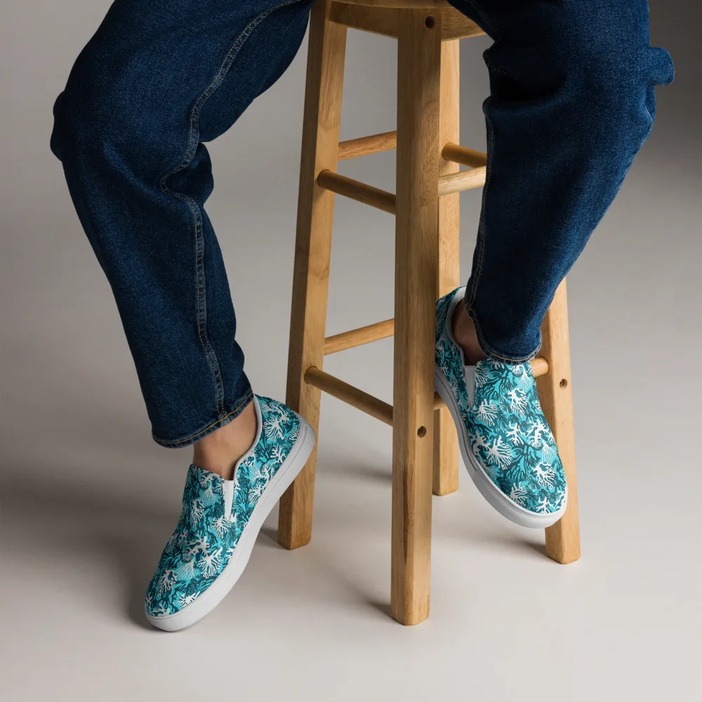 Aqua Canopy on Men's Slip-On Canvas Shoes — Front