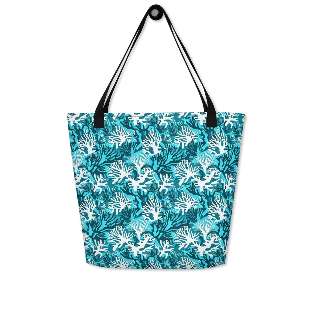 Aqua Canopy on Large Tote Bag W/ Pocket — Front
