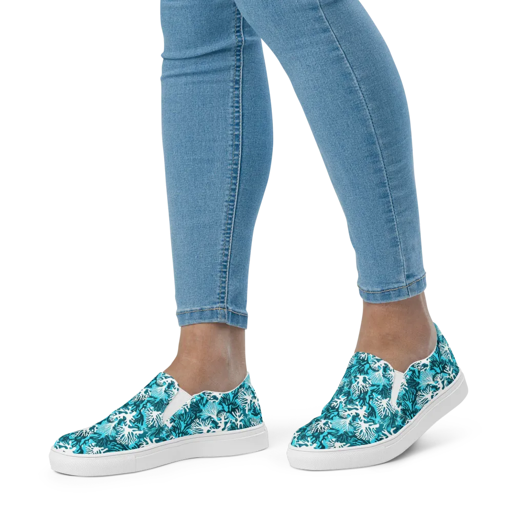 Aqua Canopy on Women's Slip-On Canvas Shoes — Front