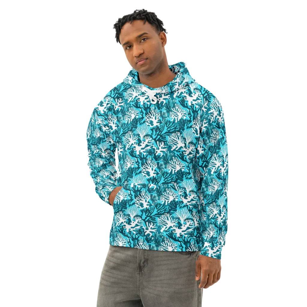 Aqua Canopy on Cotton Hoodie — Left Front