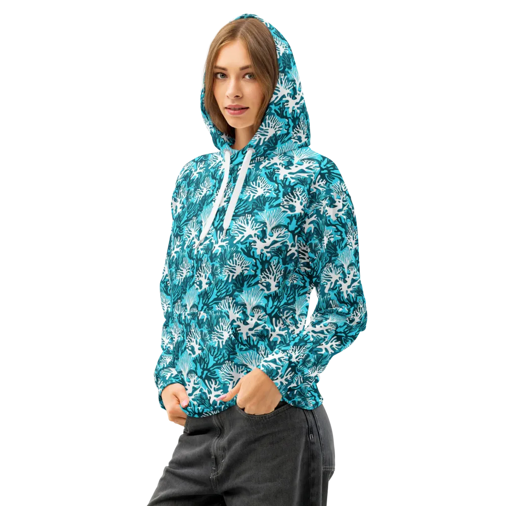 Aqua Canopy on Cotton Hoodie — Left Front