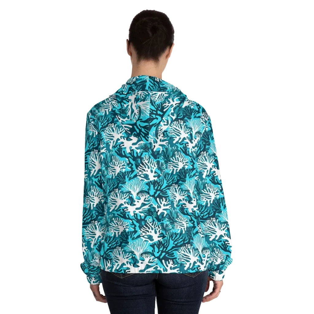 Aqua Canopy on Women's Full-Zip Hoodie — Back On Person
