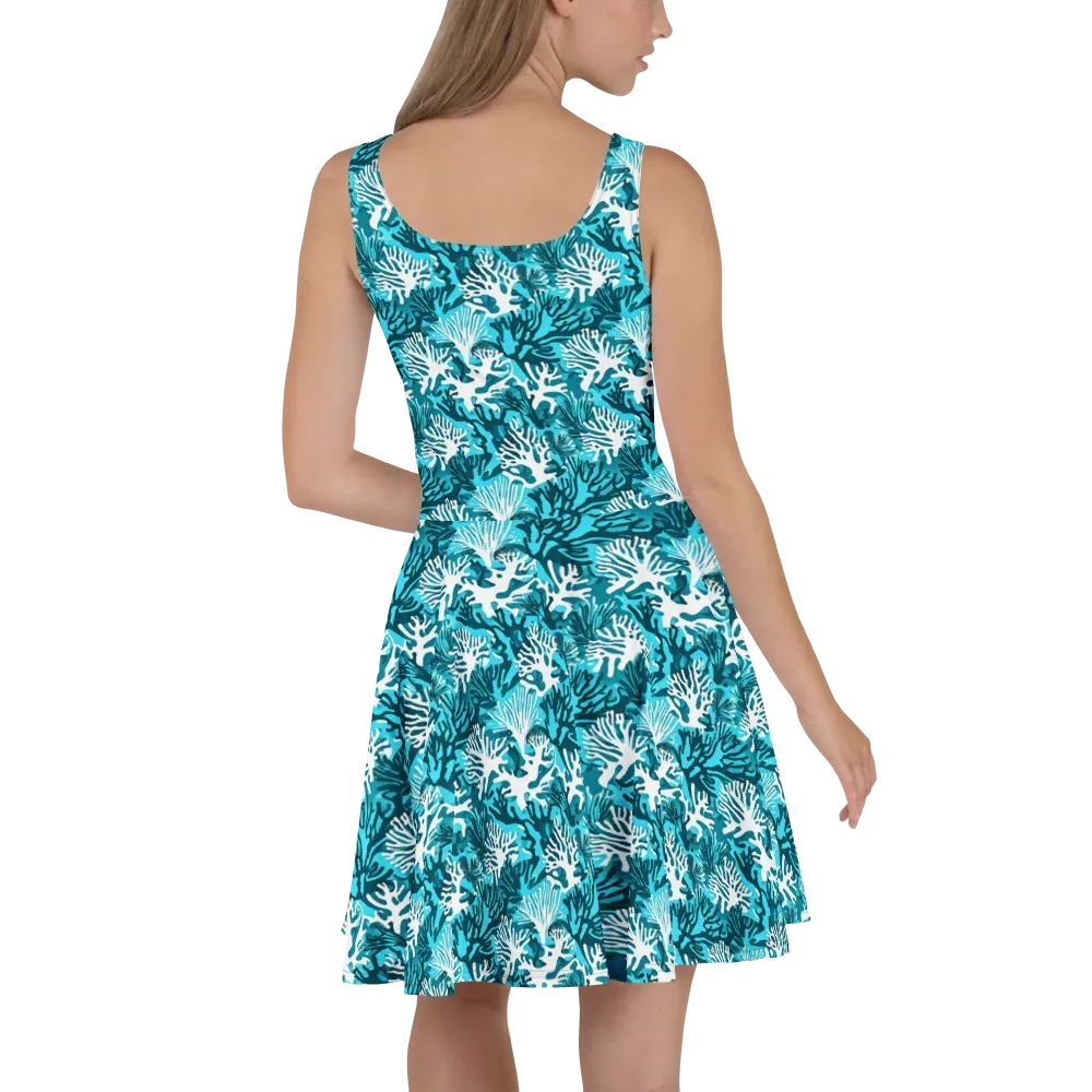 Aqua Canopy on Skater Dress — Back