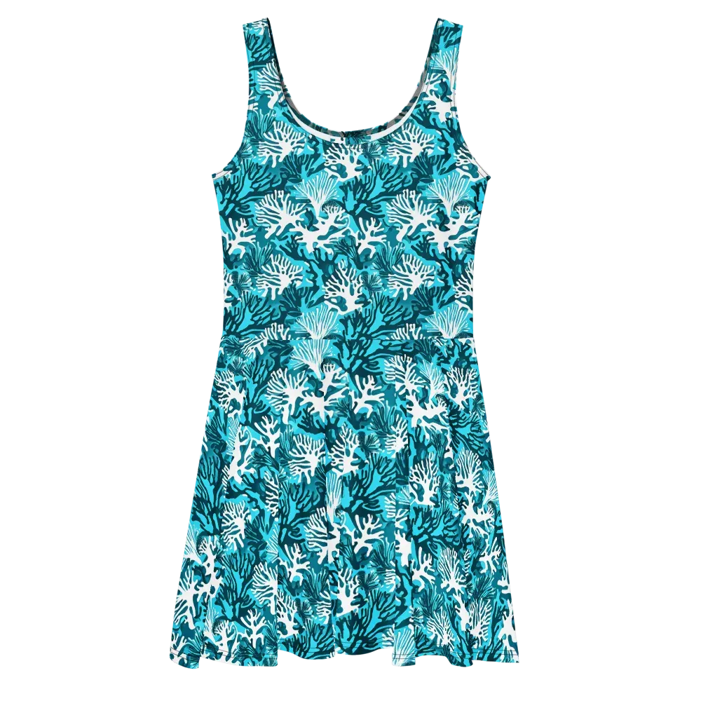 Aqua Canopy on Skater Dress — Front