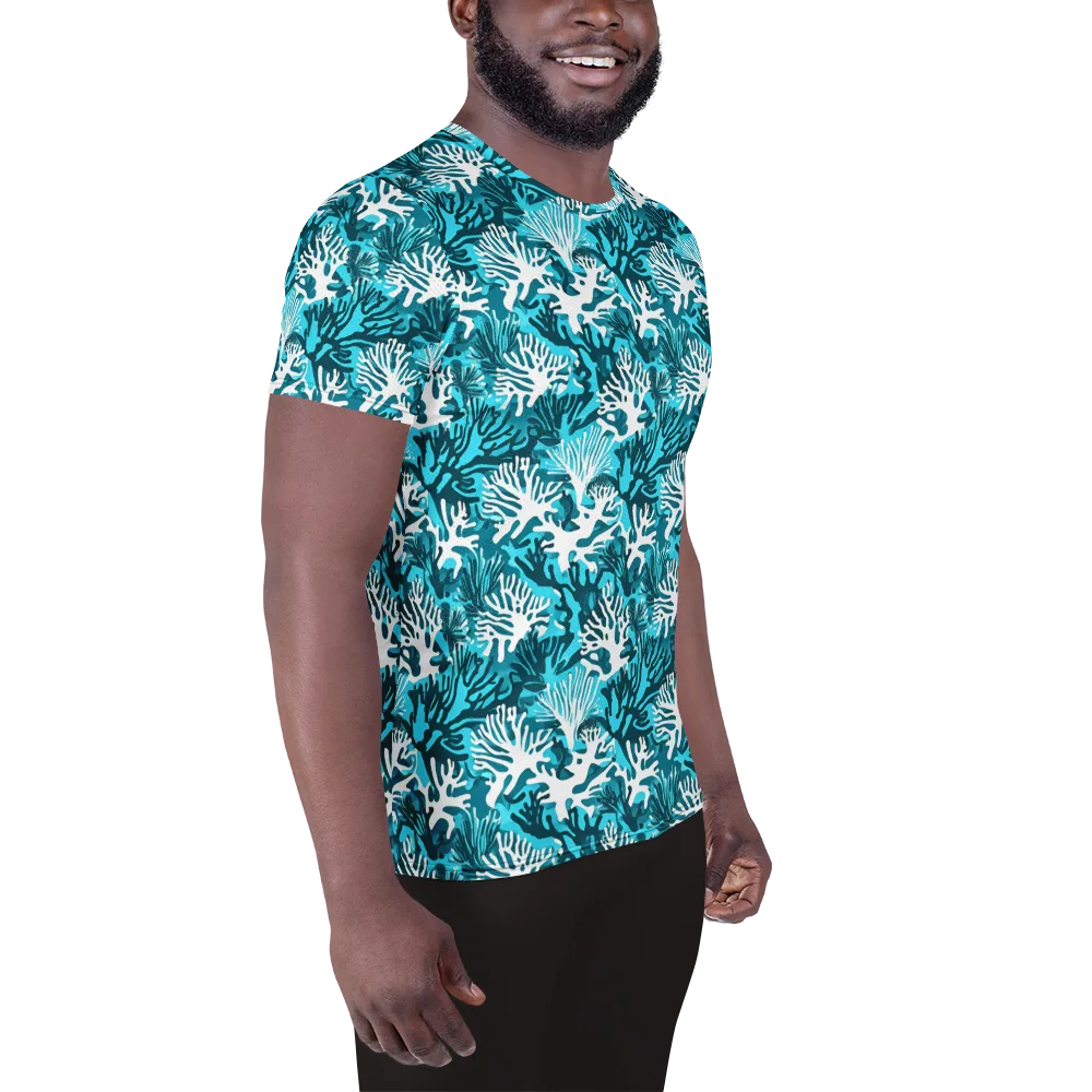 Aqua Canopy on Men's Athletic T-Shirt — Right