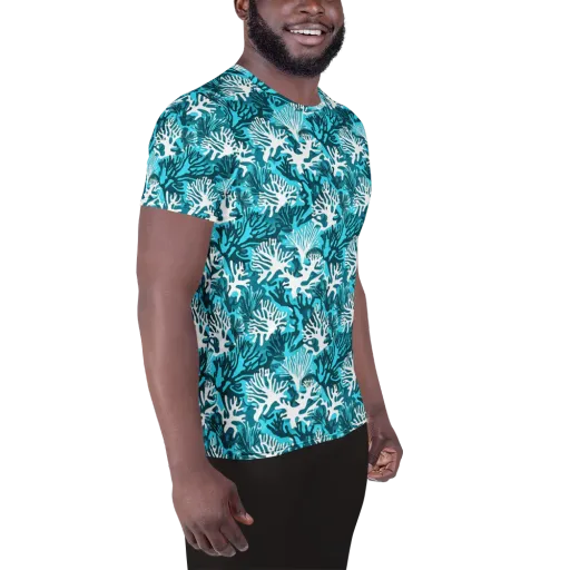 Aqua Canopy on a Men's Athletic T-Shirt