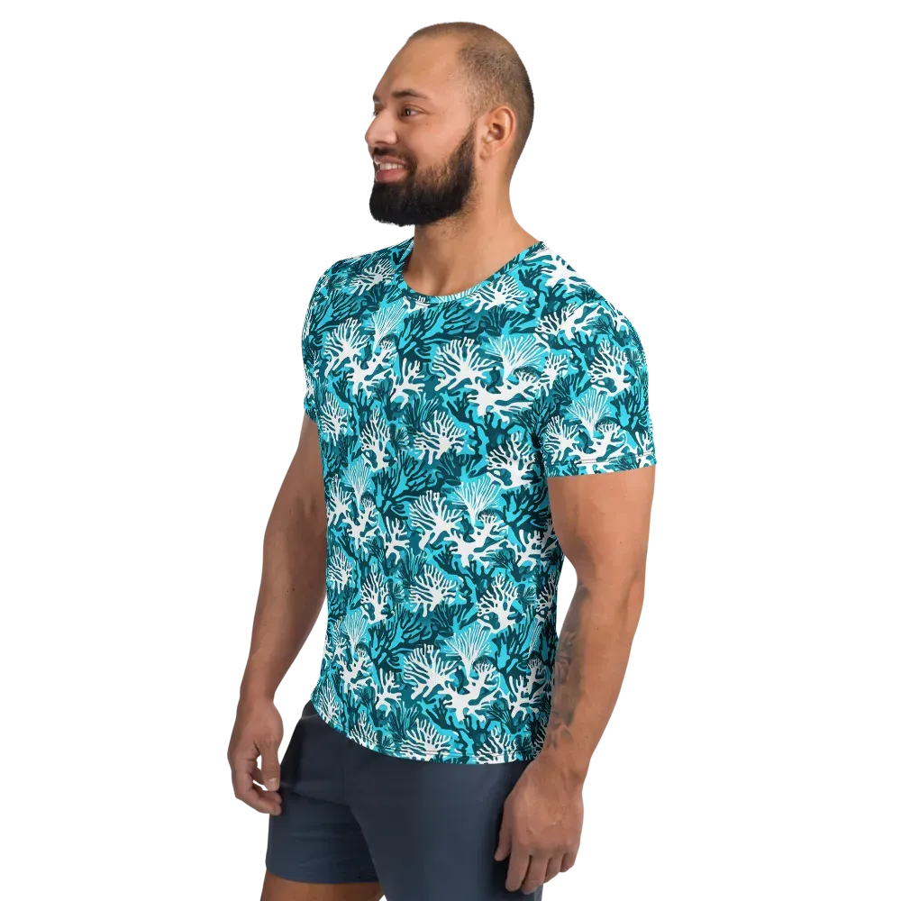 Aqua Canopy on Men's Athletic T-Shirt — Left