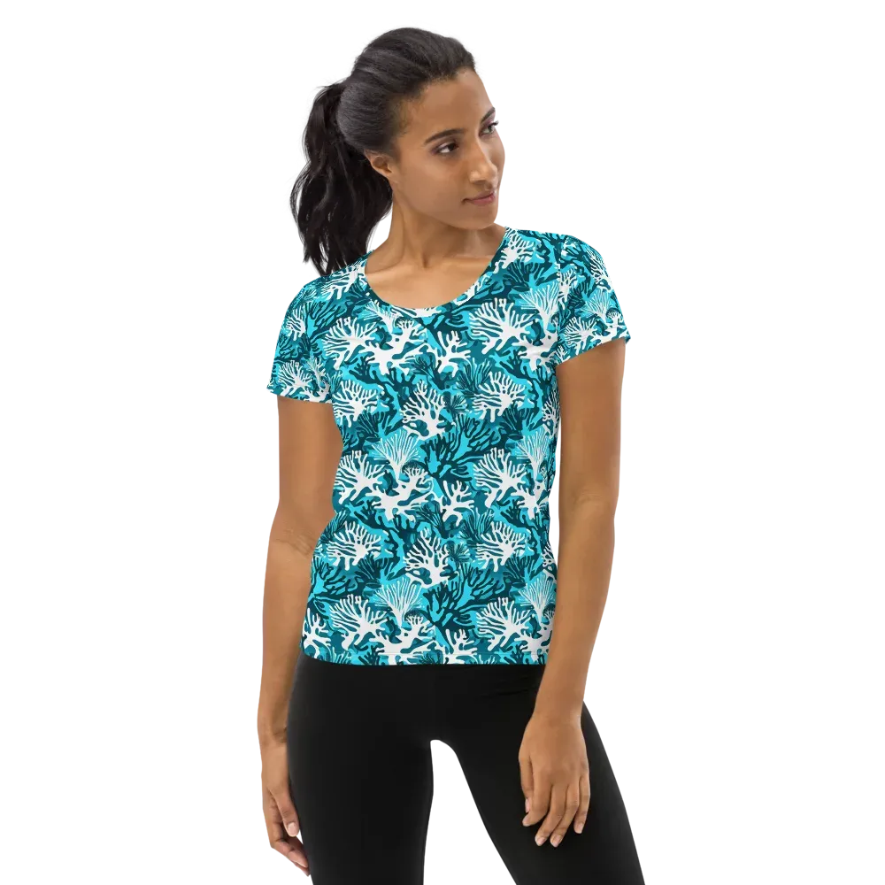 Aqua Canopy on Women's Athletic T-Shirt — Front
