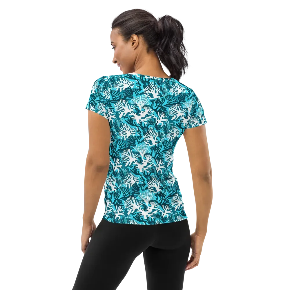 Aqua Canopy on Women's Athletic T-Shirt — Back