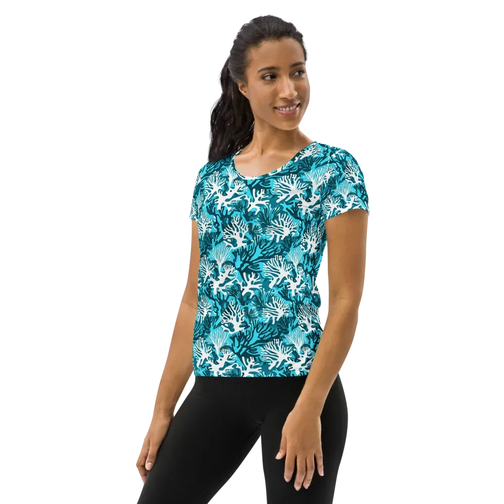 Aqua Canopy on Women's Athletic T-Shirt — Left