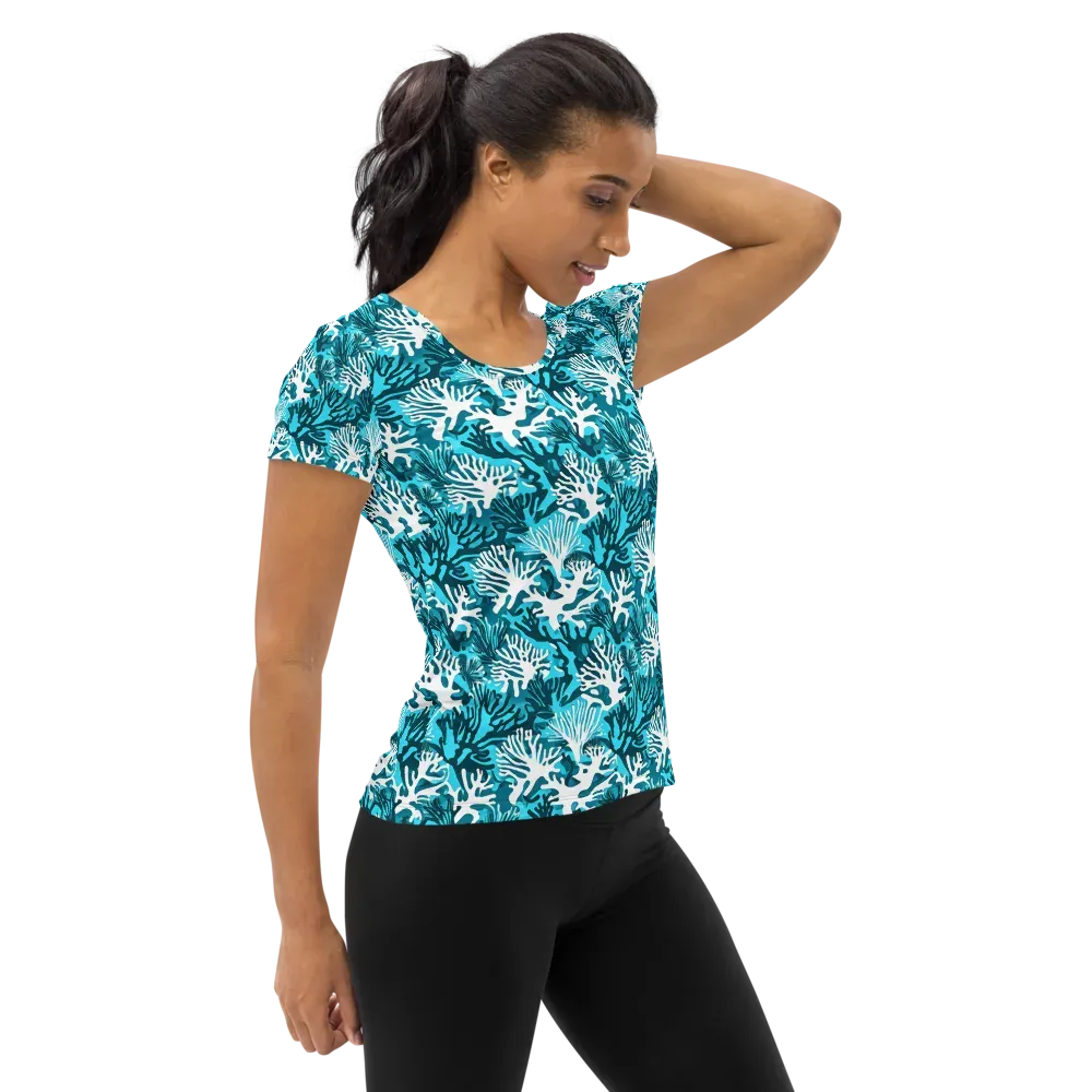 Aqua Canopy on Women's Athletic T-Shirt — Right