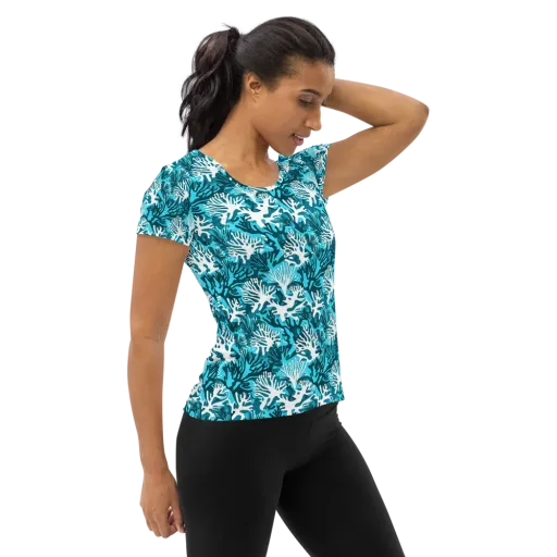 Aqua Canopy on a Women's Athletic T-Shirt