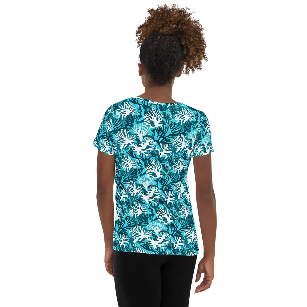 Aqua Canopy on Women's Athletic T-Shirt — Back