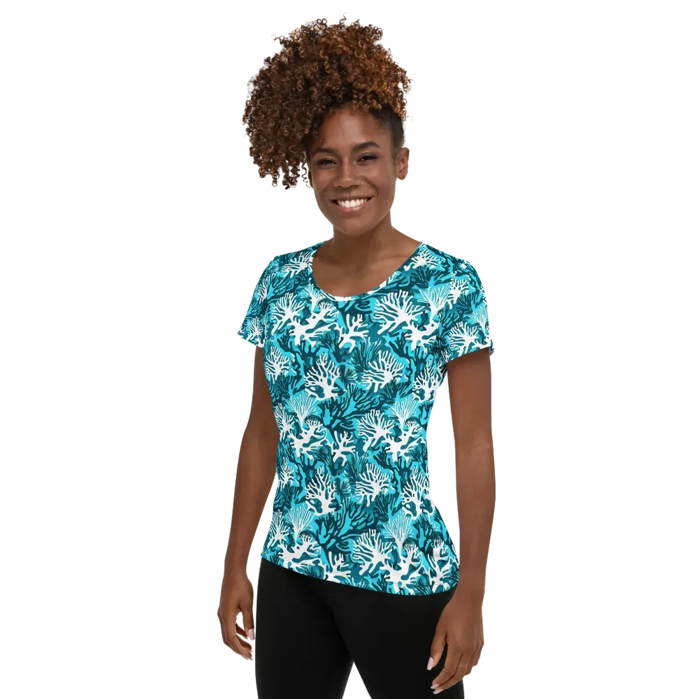 Aqua Canopy on Women's Athletic T-Shirt — Left