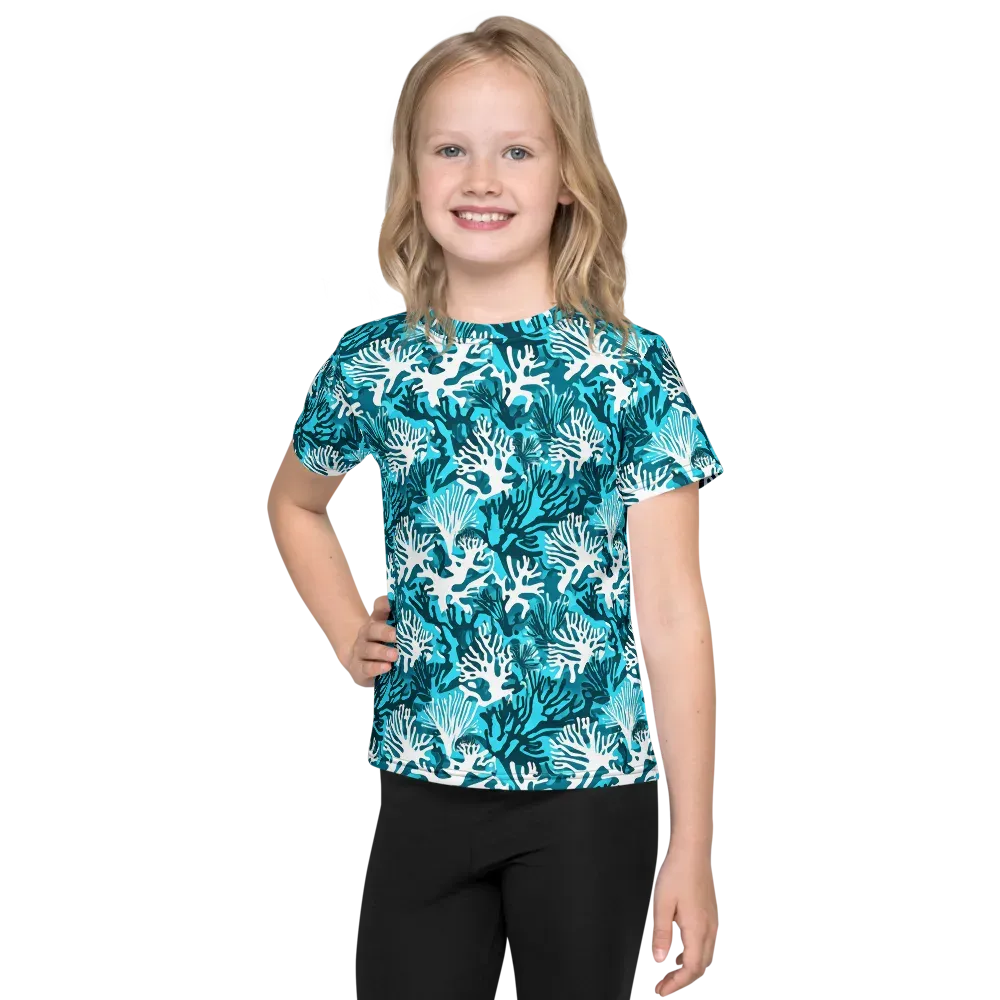 Aqua Canopy on Kids Crew Neck T-Shirt — Front