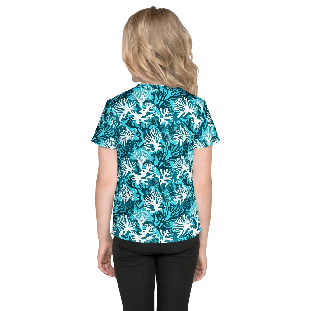 Aqua Canopy on Kids Crew Neck T-Shirt — Back