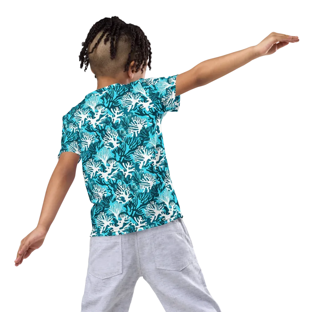 Aqua Canopy on Kids Crew Neck T-Shirt — Back