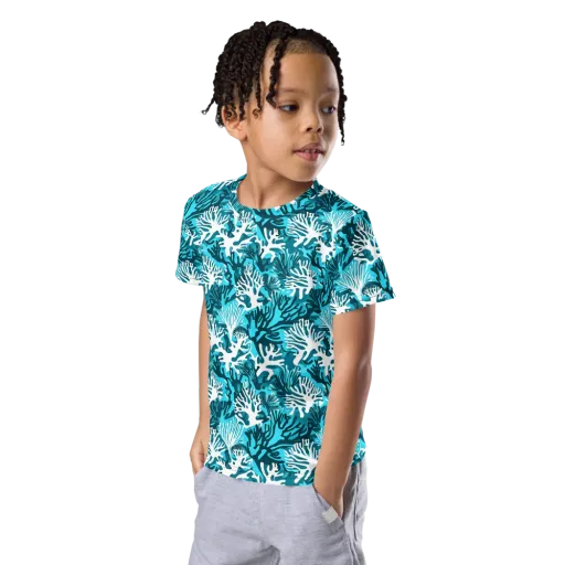 Aqua Canopy on a Kids Crew Neck T-Shirt