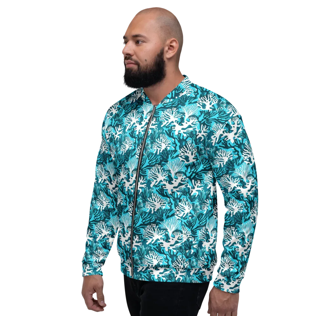 Aqua Canopy on Bomber Jacket — Left
