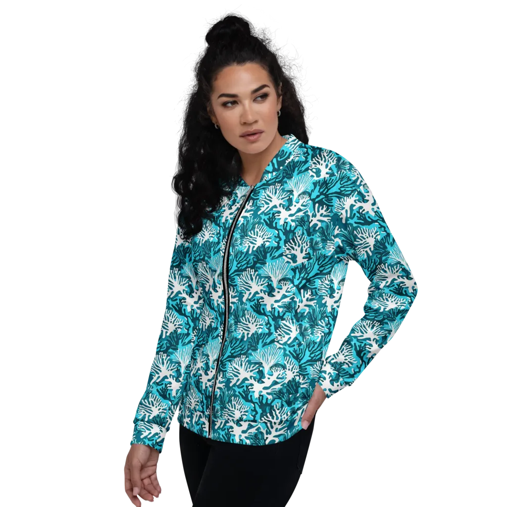Aqua Canopy on Bomber Jacket — Left