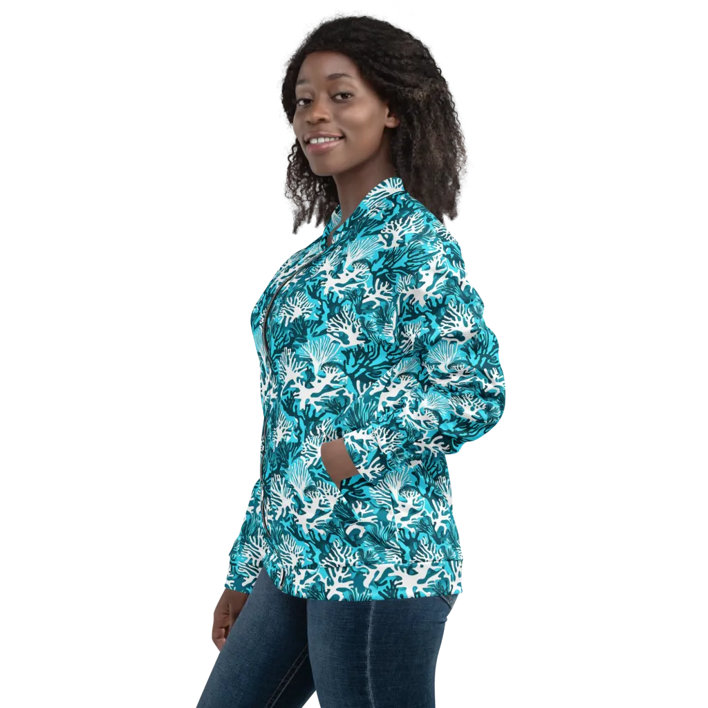 Aqua Canopy on Bomber Jacket — Left