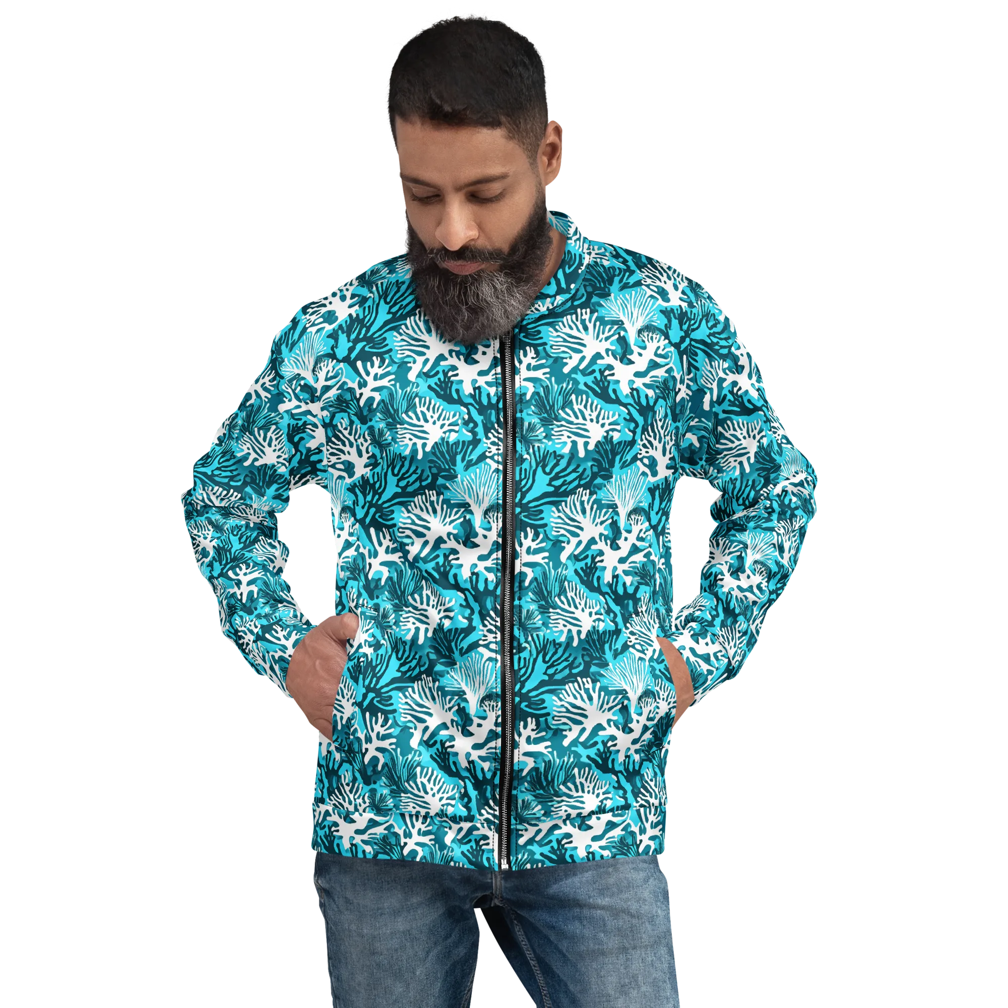 Aqua Canopy on Bomber Jacket — Front