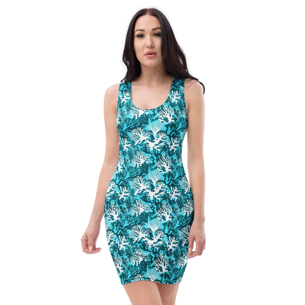 Aqua Canopy on Bodycon Dress — Front