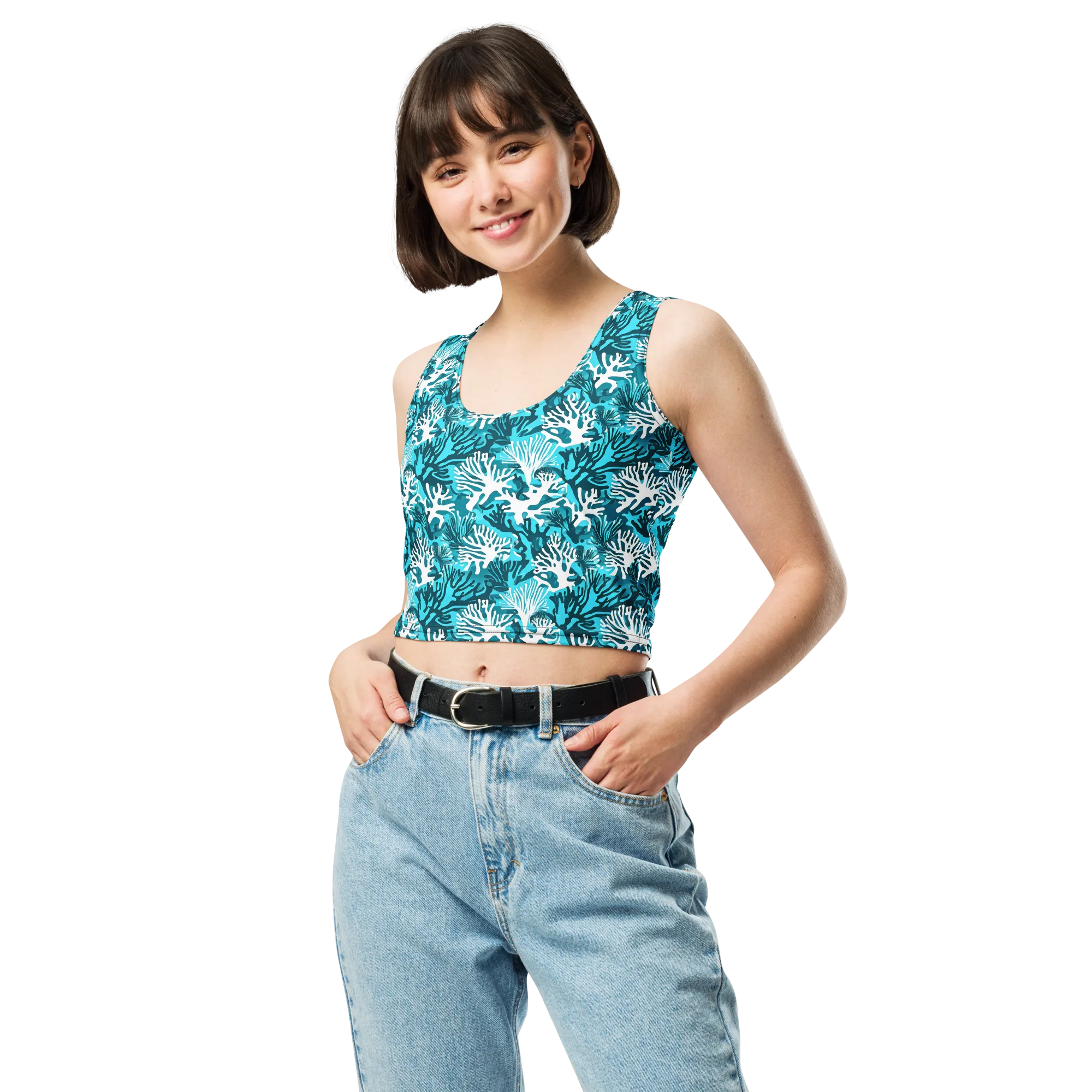 Aqua Canopy on Crop Top — Front