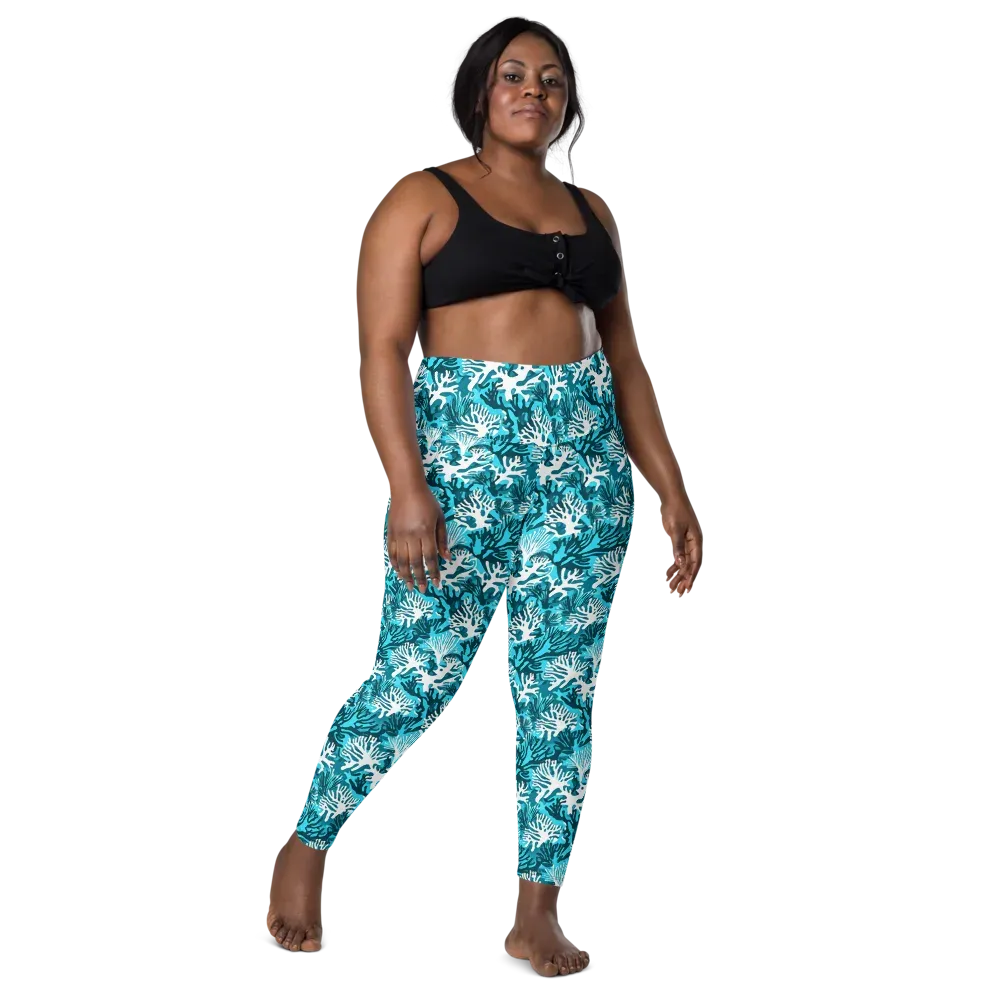 Aqua Canopy on Leggings with Pockets — Front