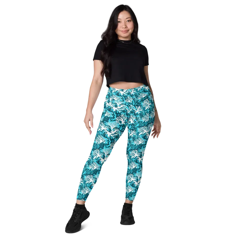 Aqua Canopy on Leggings with Pockets — Front