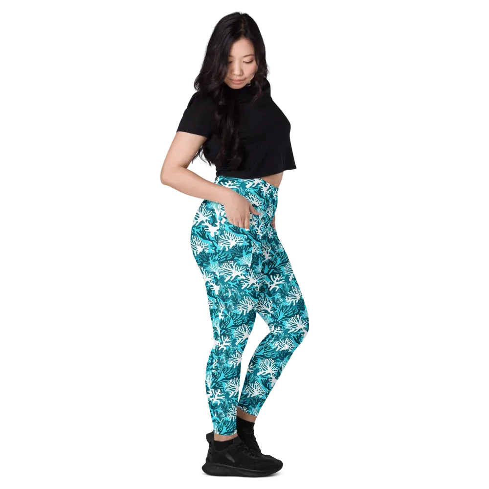 Aqua Canopy on Leggings with Pockets — Right