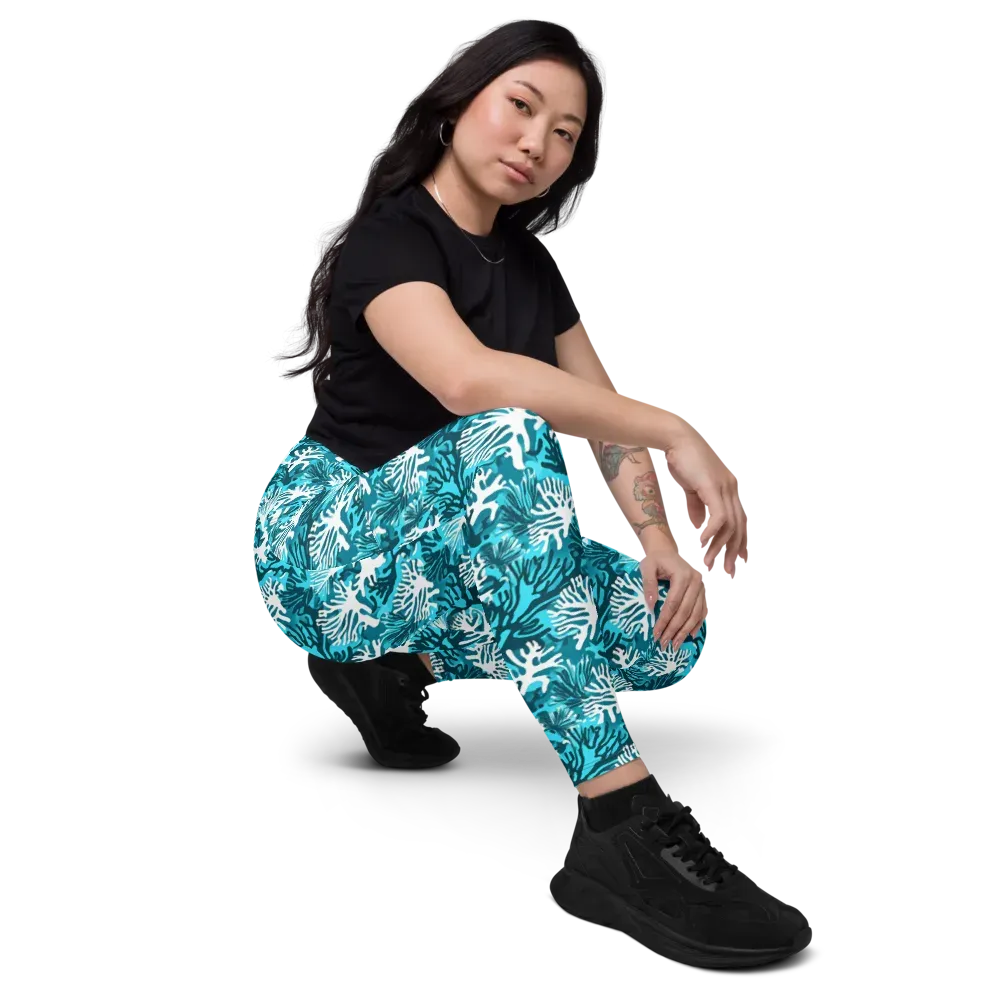 Aqua Canopy on Leggings with Pockets — Right Front