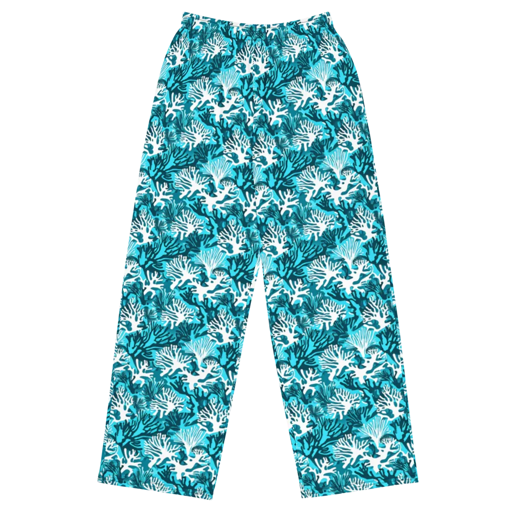 Aqua Canopy on Wide-Leg Pants — Front