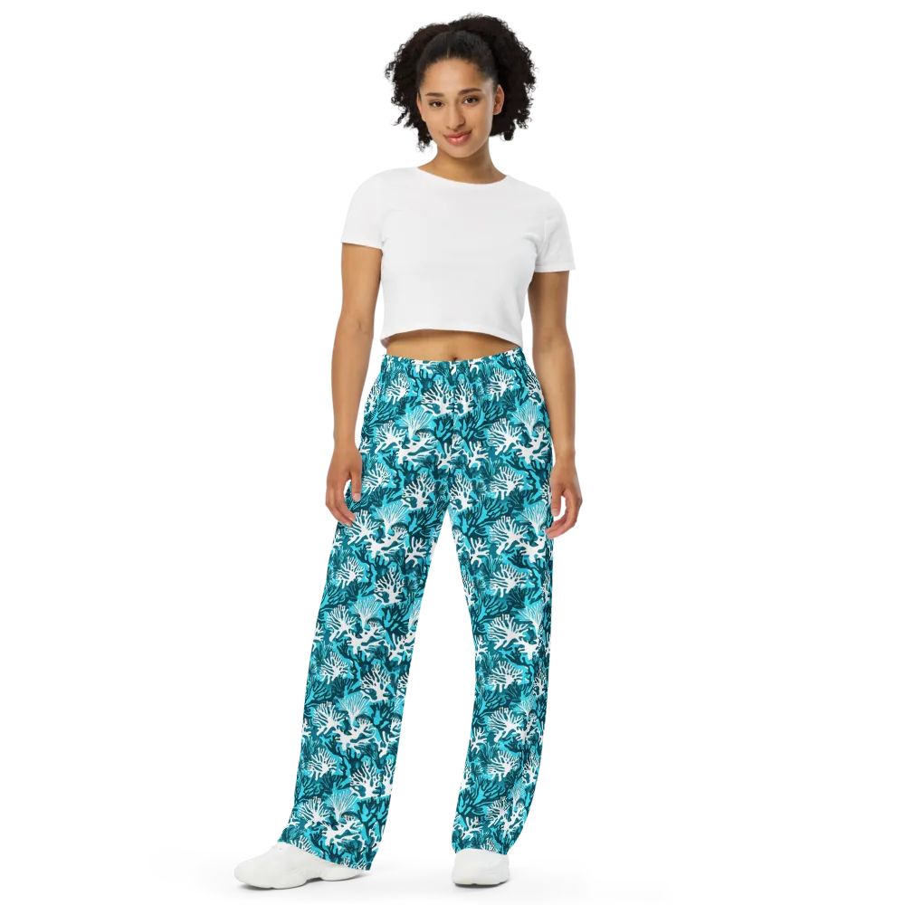Aqua Canopy on Wide-Leg Pants — Front