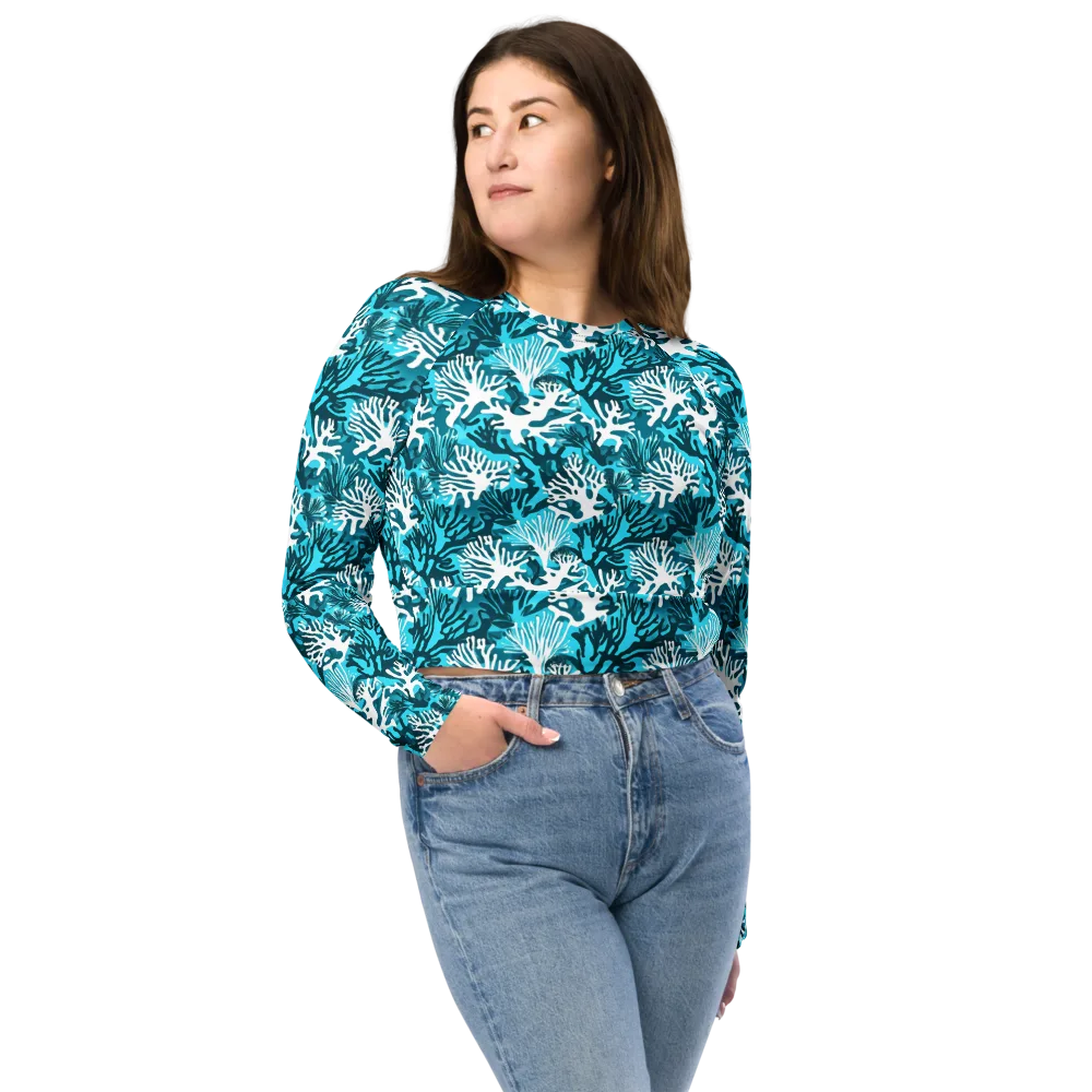 Aqua Canopy on Long Sleeve Crop Top — Front
