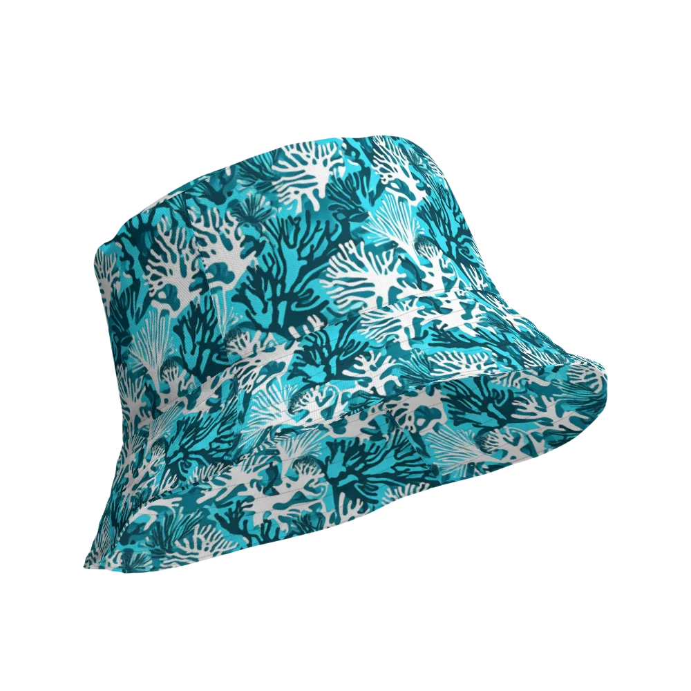 Aqua Canopy on Reversible Bucket Hat — Product details Outside
