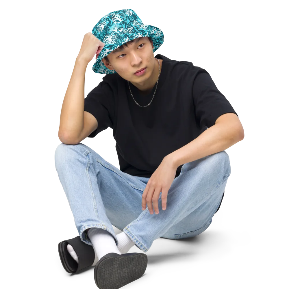 Aqua Canopy on Reversible Bucket Hat — Front 2 Inside