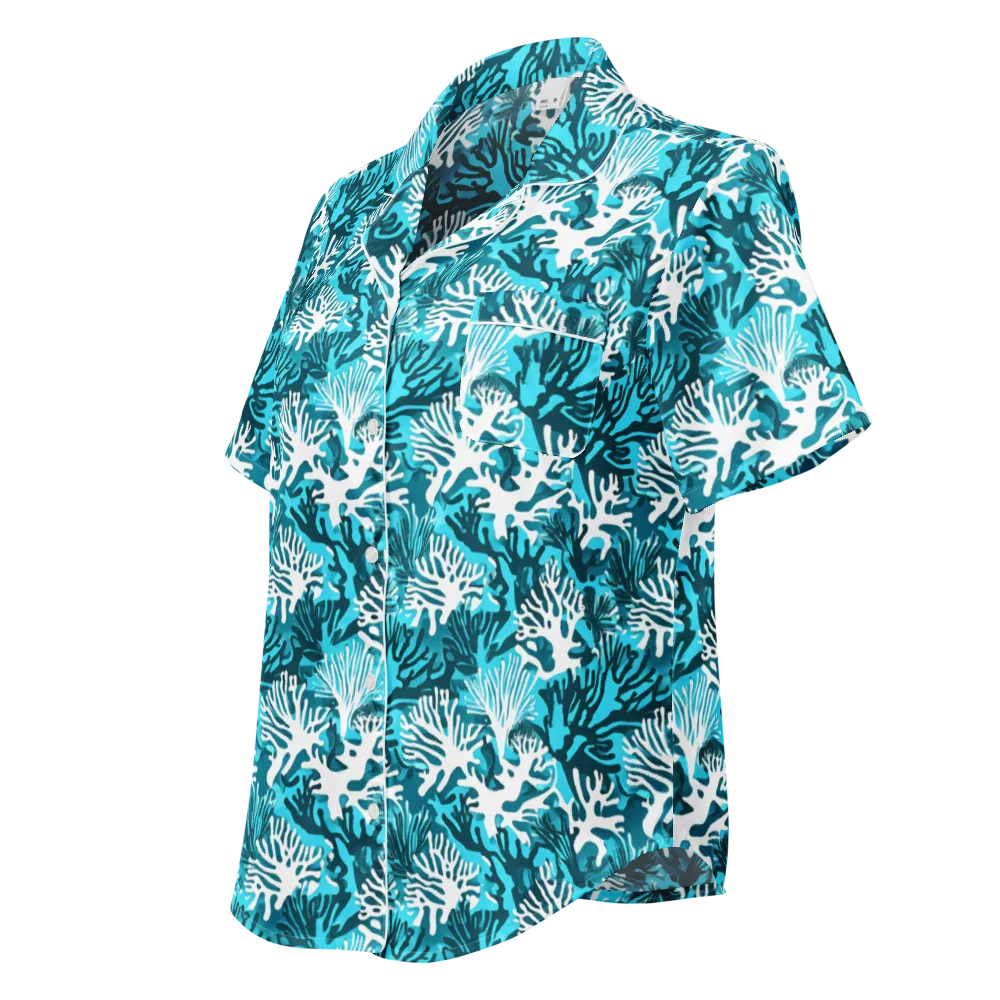 Aqua Canopy on Women's Short Sleeve Pajama Top — Left Front