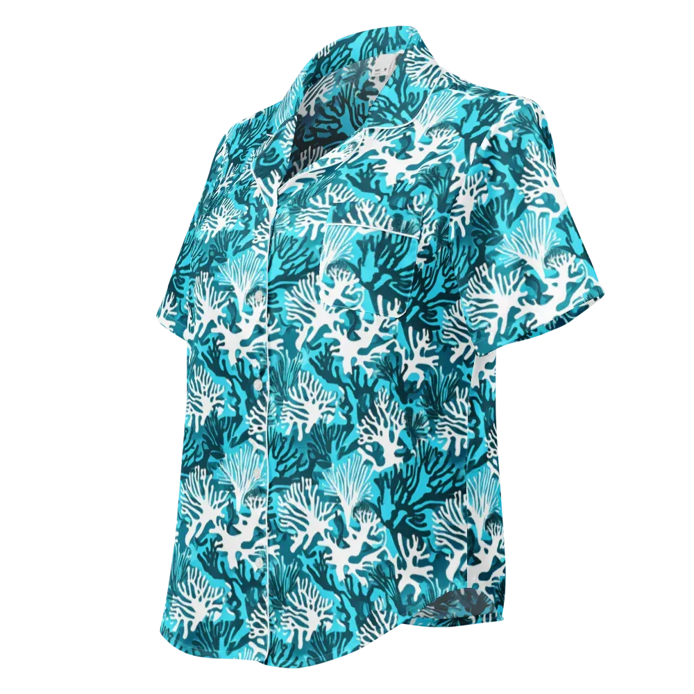 Aqua Canopy on Women's Short Sleeve Pajama Top — Left Front