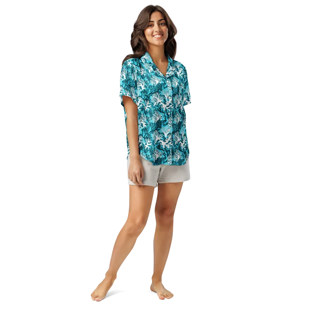 Aqua Canopy on Women's Short Sleeve Pajama Top — Front