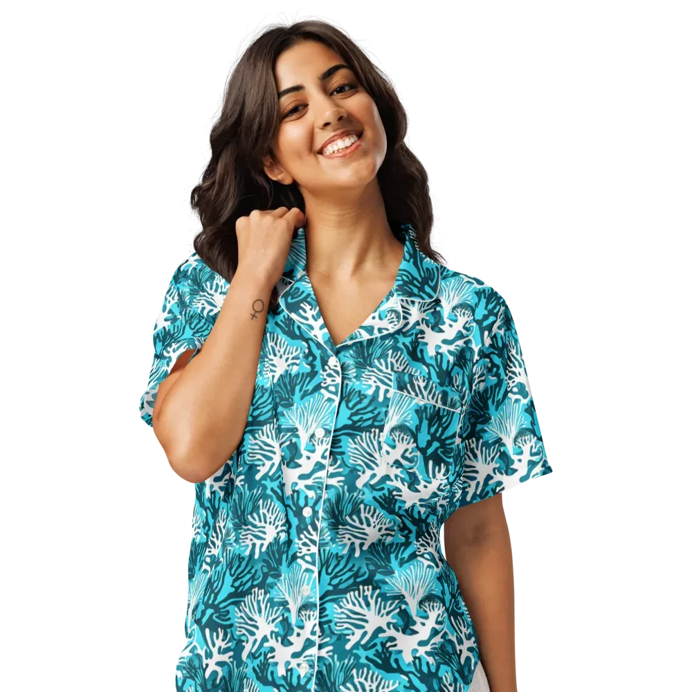 Aqua Canopy on Women's Short Sleeve Pajama Top — Front