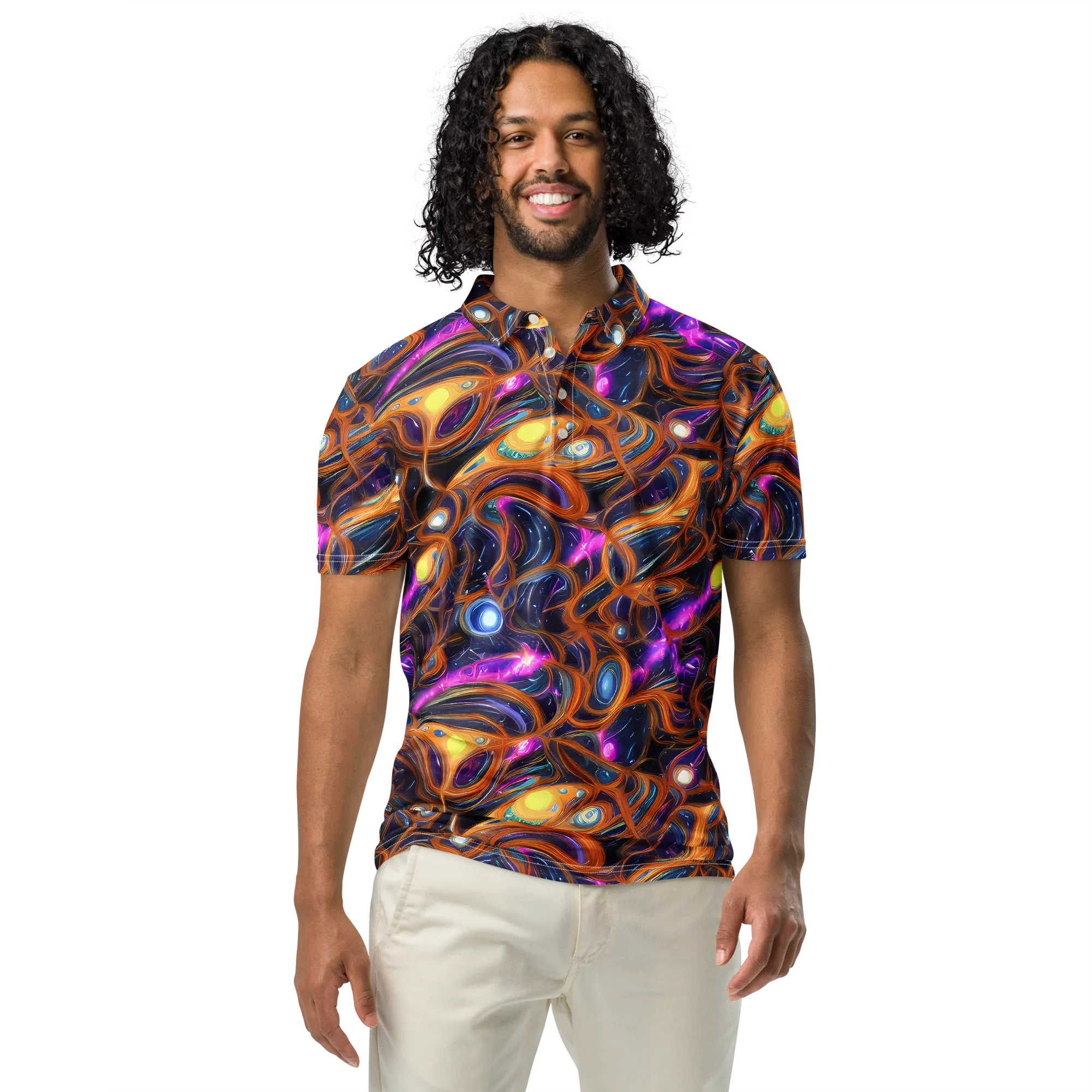 Magnetic Aurora on Men's Slim Fit Polo Shirt — Front