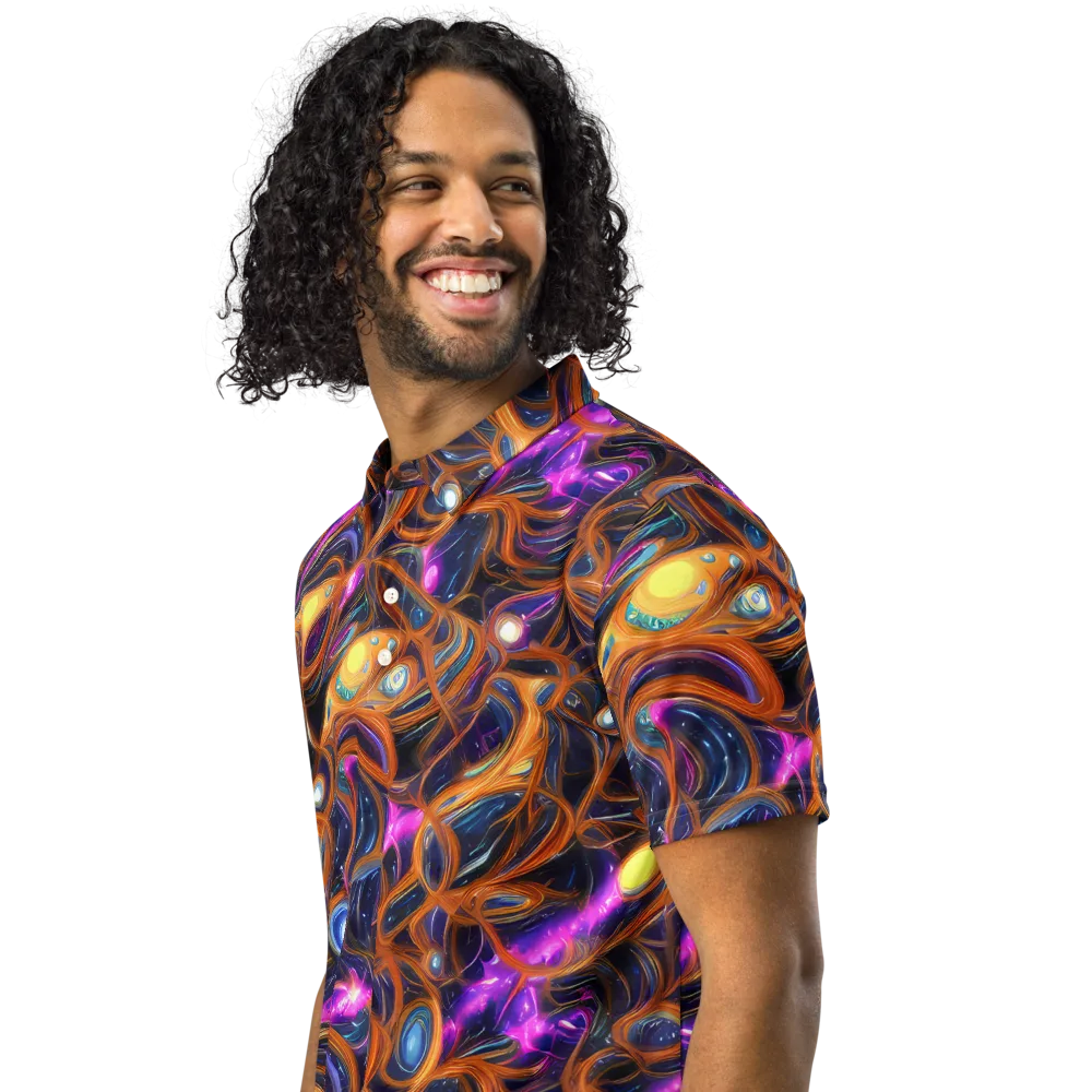 Magnetic Aurora on Men's Slim Fit Polo Shirt — Left Front