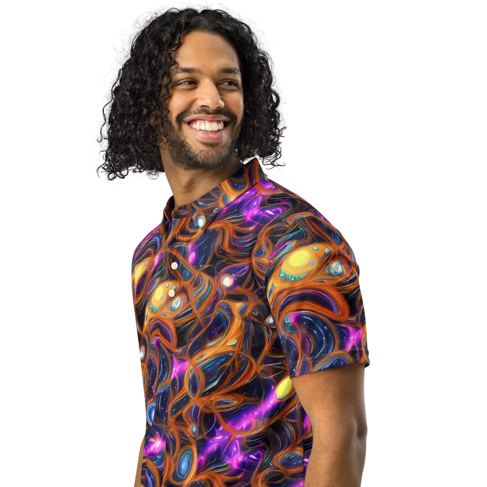 Magnetic Aurora on Men's Slim Fit Polo Shirt — Left Front